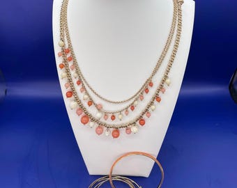 Rare Vintage 3 Piece Monet Elegant Multi-Layered Necklace,Braclet & Earring Set