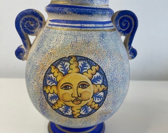 Vintage hand paint sun and moon ceramic vase