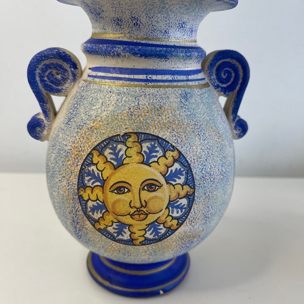 Vintage hand paint sun and moon ceramic vase