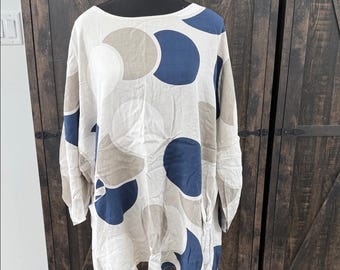 Italian Stylish Blue and Beige Women's Tunic OS