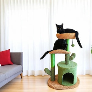 Cactus Cat Climbing Tree Tower, Cat Scratching Post, Luxury Cat Condo, Cat Climbing Post,  Cat Lover Gift