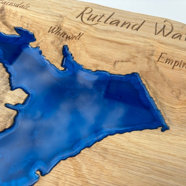 Rutland Water - Personalised 3D Topographic Wood Carved Map/Special Place/Unique/Wedding/Anniversary/Birthday Gift/Custom Engraving