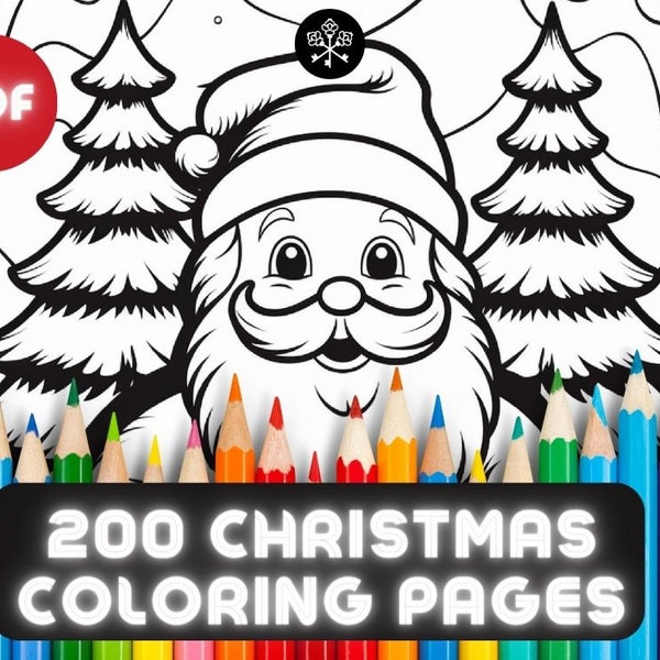 200 Christmas Coloring Pages Mega Bundle, Christmas Printable, Christmas Games, Christmas Activities, Printable Coloring Pages, Santa Pages