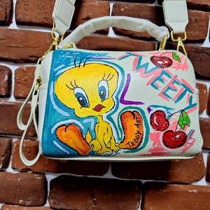 Genuine leather hand painted bag