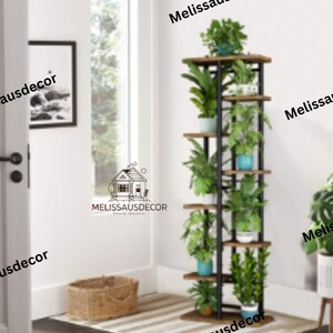 Multi Tier Wood Stand | Plant Shelf | Indoor Plant Stand | Outdoor Plant Stand | Tall Plant Stand | Tiered Plant Stand | Metal Plant Stand