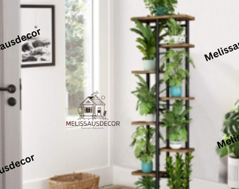 Multi Tier Wood Stand | Plant Shelf | Indoor Plant Stand | Outdoor Plant Stand | Tall Plant Stand | Tiered Plant Stand | Metal Plant Stand