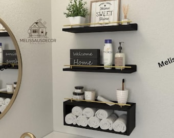 Set Of 3 Wooden Shelves | Rustic Shelves | Floating Shelves | Bathroom Shelves | Wall Shelves | Storage Shelves | Kitchen Shelves