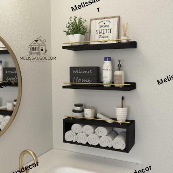 Black Floating Shelves Bathroom - Etsy