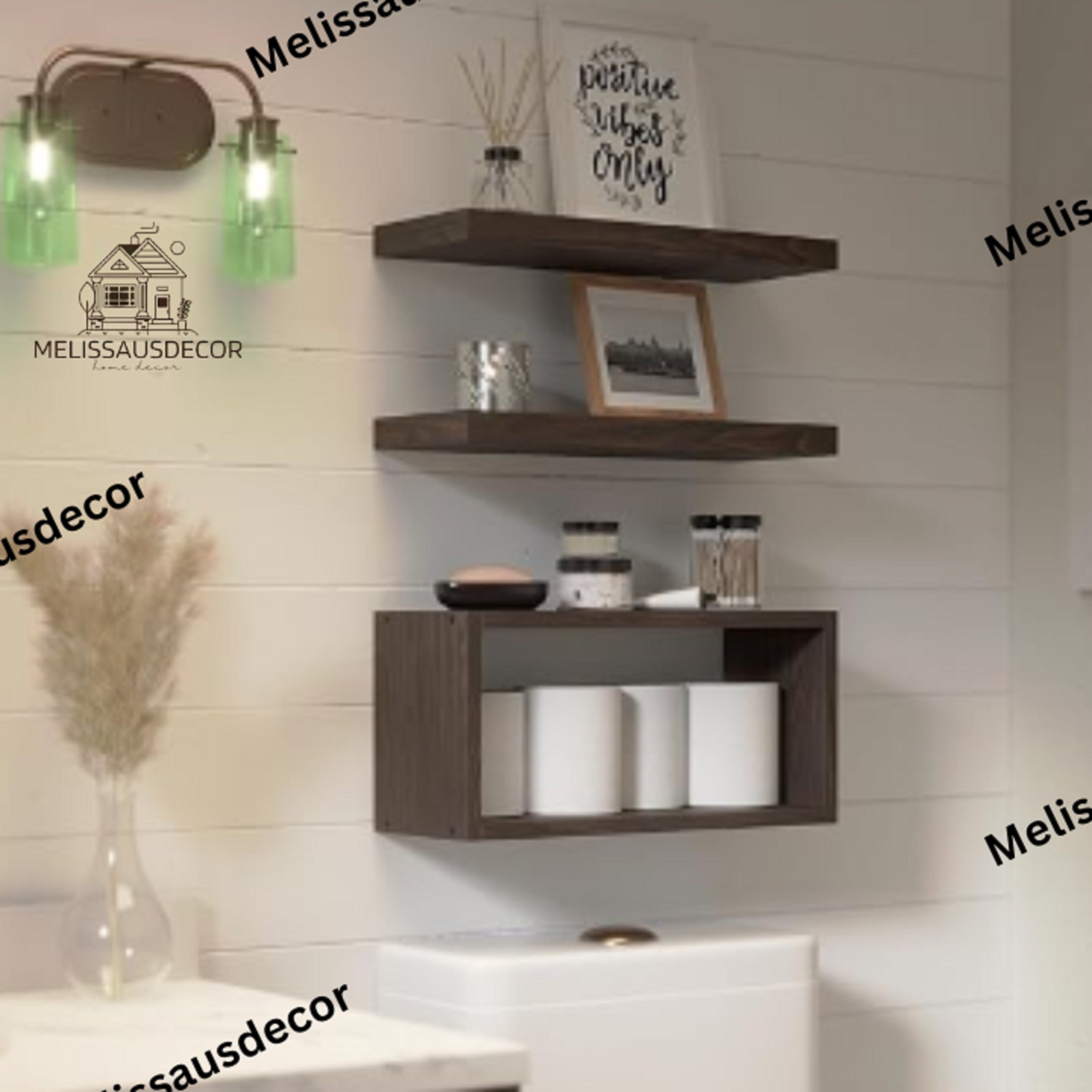 Set of 3 Bathroom Shelves | Floating Shelf Wood | Rustic Shelves | Wall ...