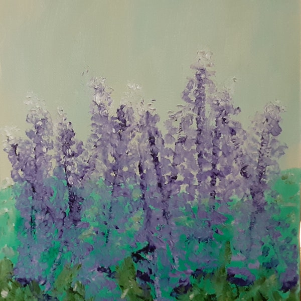 Purple Lupines wildflower oil painting, 8x10, floral art, wildflower art, contemporary art, no frame required, painted edge, free shipping,