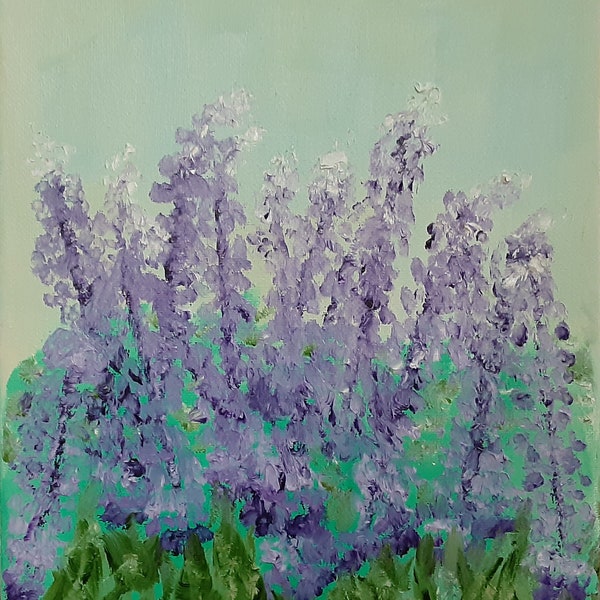 Purple Lupines oil painting, 8x10, floral painting, Lupine painting, wildflower painting, contemporary painting, free shipping,