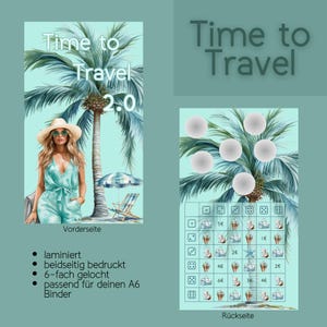 Time to Travel 2.0 / Klappkarten / laminiert / Rubbeln / Würfeln / Lose / A6