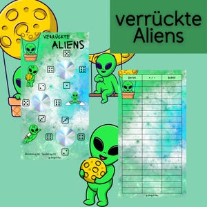 Verrückte Aliens / Rubbel / Würfel / A6