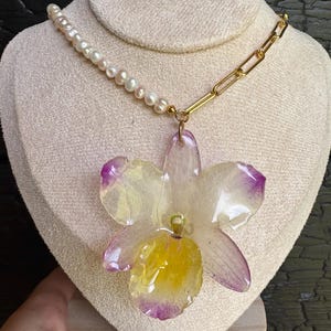 Orchid necklace Real Dried Flower Necklace Romantic Gift for Her Handmade Jewelry Botanical Accessory