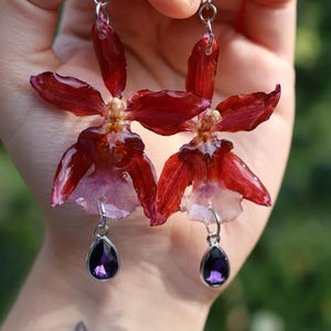 Orchid Earrings – Handmade Floral Jewelry, Lightweight Drop Earrings for Women, Nature Inspired Gift, Elegant Summer Accessory