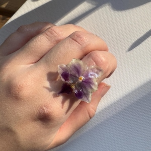 Handgemachter Orchideen-Harz-Ring - Echte Blume Schmuck, Geschenk für Naturliebhaber