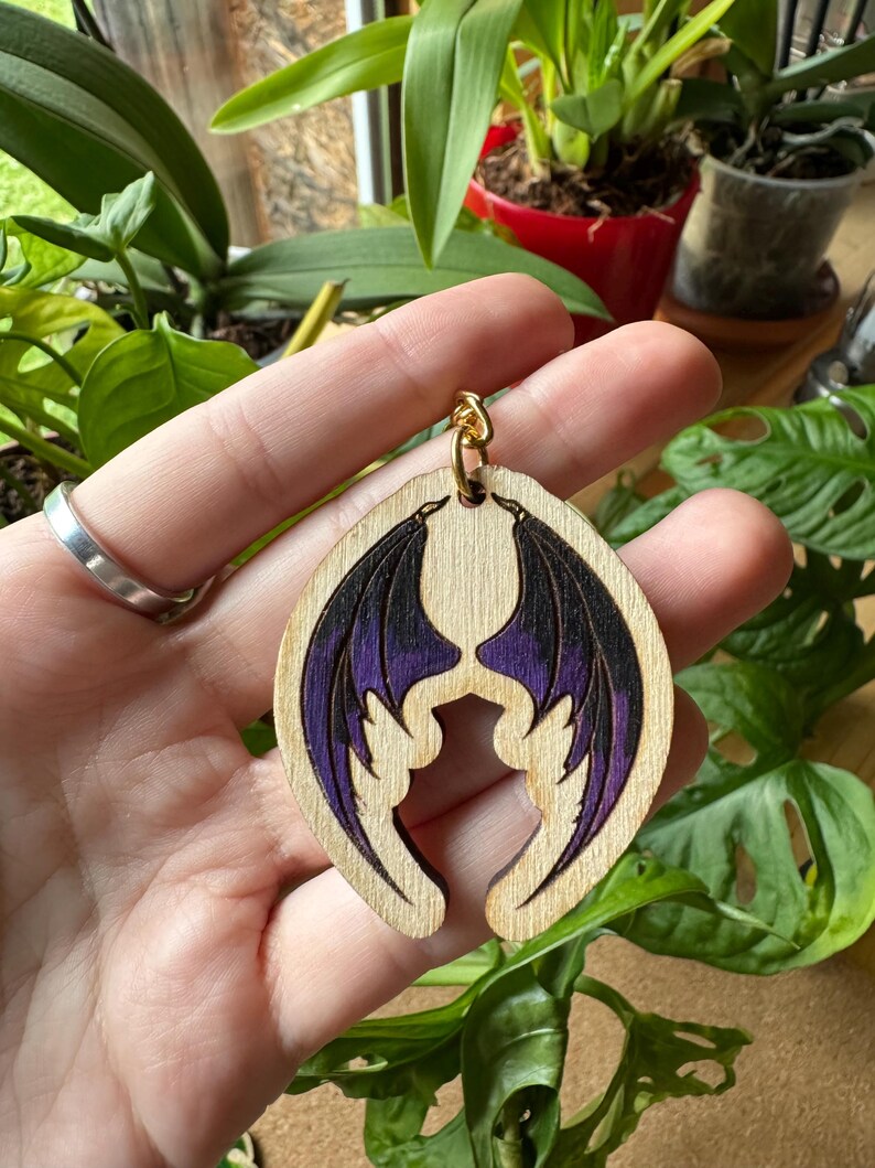 Bat Wings Wooden Keychain Booktok Gift Bookish Present Fantasy Romance