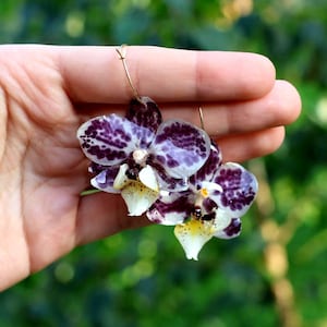 Purple Orchid Earrings Real Orchid Resin Jewelry Handmade Floral Studs Gift for Her Spring Accessories