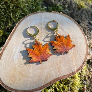 Ahornblatt Ohrringe Kanadische Ohrringe Handgemachte Herbst Ohrringe Holzohrringe Herbst Schmuck