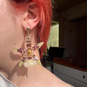 Orchid Earrings Real Flower Jewelry Botanical Gift for Her Unique Nature Inspired Accessories