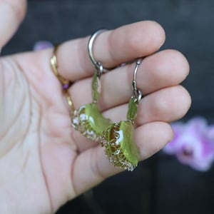 Pendientes Venus atrapamoscas, joyería carnívora con plantas reales, accesorio llamativo de resina, regalo de Navidad