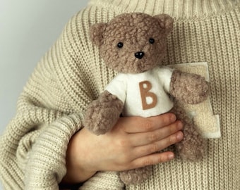 Personalised Teddy Bear Boucle for photo session newborn Newborn personalised gift Teddy Bear baby shower Boucle Bear for Newborn Photo Prop