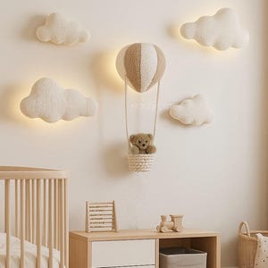 Bouclé Air Balloon Lamp: Bear Nursery Wall Decor