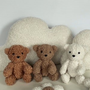 Peluche Teddy Bear boucle per oggetti di scena per servizi fotografici neonati Orsetto Boucle per neonati Oggetti di scena per un orsetto appena nato Orsetto morbido immagine 9