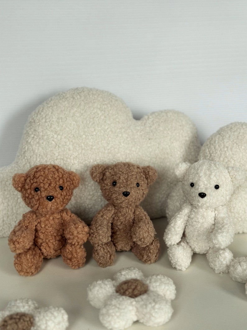 Peluche Teddy Bear boucle per oggetti di scena per servizi fotografici neonati Orsetto Boucle per neonati Oggetti di scena per un orsetto appena nato Orsetto morbido immagine 9