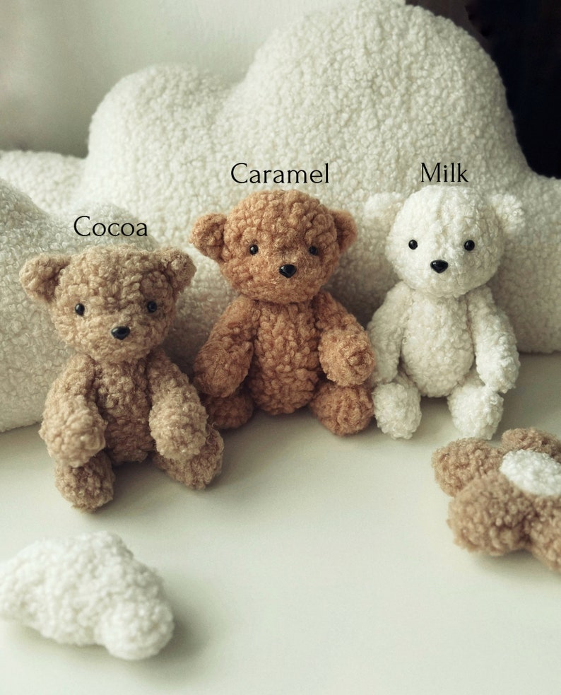 Peluches Osito de peluche boucle para accesorios para sesiones de fotos de recién nacidos Oso boucle para recién nacidos Accesorios para un osito recién nacido Oso suave imagen 2