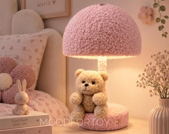 Night Light Teddy Bear - Table lamp nursery boucle