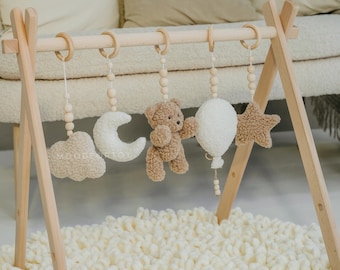Boucle Baby Gym: Brinquedos Sensoriais, Urso, Lua, Estrela, Nuvem