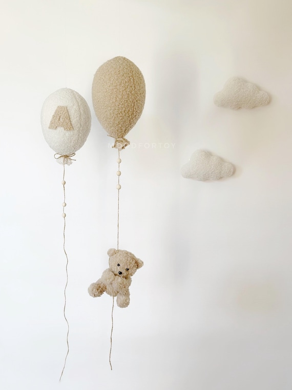 Boucle Teddy Bear Balloon Hanging Decor - Personalized Nursery