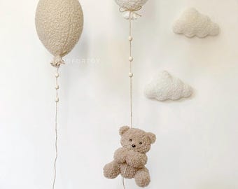 Boucle-Teddybär-Ballon-hängendes Dekor - personalisiertes Kinderzimmer