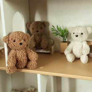 Peluches Osito de peluche boucle para accesorios para sesiones de fotos de recién nacidos Oso boucle para recién nacidos Accesorios para un osito recién nacido Oso suave imagen 5