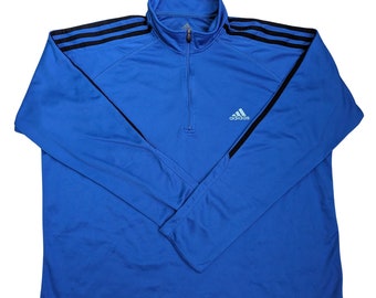 Vintage Adidas Track Jacket Blue | Men's Vintage 2000s Y2K Tracksuit Top | Sports Athletic Zipper Jumper Active Wear | Size - XLarge XL