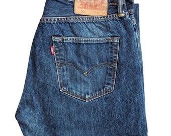 vintage Levi's 501 Jeans pour homme Bleu | L33 L34 Taille | Jean classique rétro droit délavé foncé | Vêtements tendance années 90 80 90