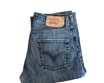 vintage Levi's 501 Jeans pour homme Bleu | L32 L32 Taille | Jean classique rétro droit délavé foncé | Vêtements tendance années 90 80 90