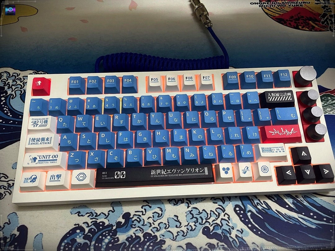 Blue EVA Unit 00 PBT ISO Japanese Keycaps Set for Mechanical Keyboard ...