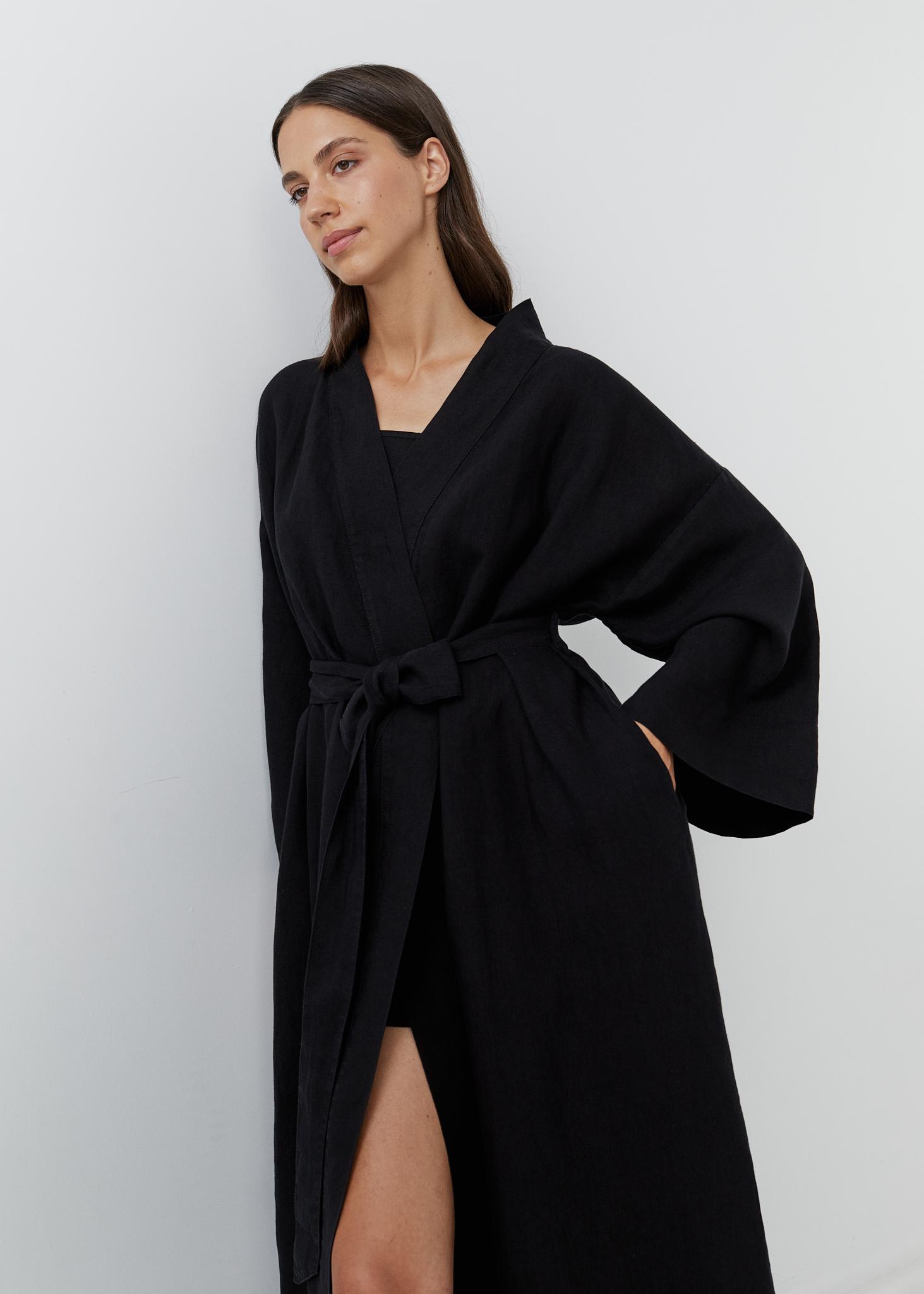 black linen dressing gown Victorian Nightgown, Vintage Night Gown, 1900s Sleepdress, Old Fashion  Nightwear Nightie, Traditional Gown of Vecpiebalga in Black Linen