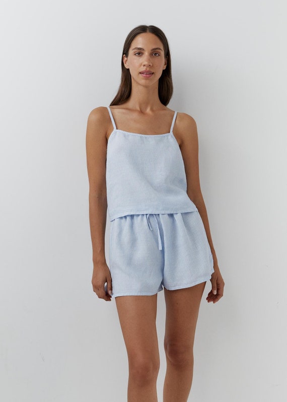 Luxury Linen Pajama Set for Women Natural Sleepwear With Adjustable Straps Eco friendly Loungewear With Drawstring Waist Perfect Gift Etsy Canada