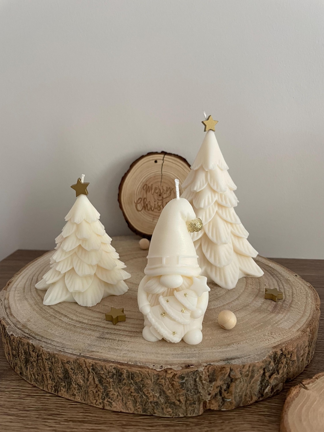 Bougies de Noël - sapins de Noël, boule de Noël, lutins, nounours