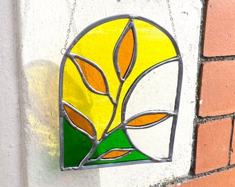 Stained Glass Botanical Sun Catcher, Stained Glass Art, Window Art, Hanging Decoration