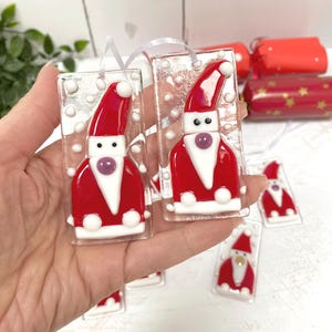 Fused Glass Santa Decoration - Handmade Glass Bauble