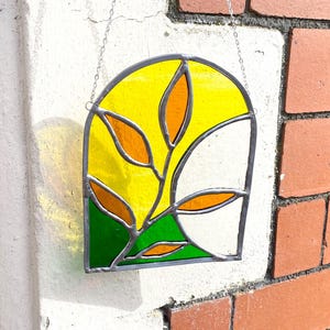 Botanical Stained Glass Suncatcher: Leaded Window Art