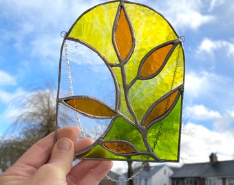 Stained Glass Botanical Sun Catcher, Stained Glass Art, Window Art, Hanging Decoration