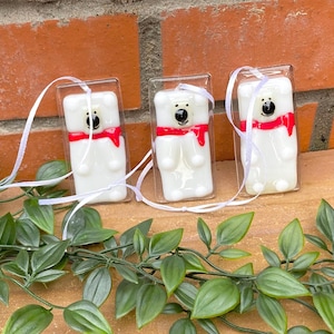 Fused Glass Polar Bear Decoration - Handmade Glass Bauble