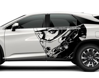 Cyberpunk Girl Autoaufkleber, Anime Racing Vinyl, futuristische JDM Türgrafik, Astronaut Art Livery