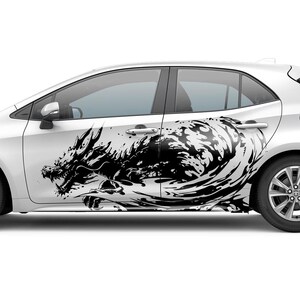 Dragon Car Decal, Artistic Splatter Side Sticker, Japanese Mythical Serpent Livery, Racing Body Art