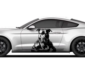 Pitbull Hund Autoseite Aufkleber, benutzerdefinierte Vinylaufkleber, Fierce Bully Rasse Livery Wrap Fahrzeuge